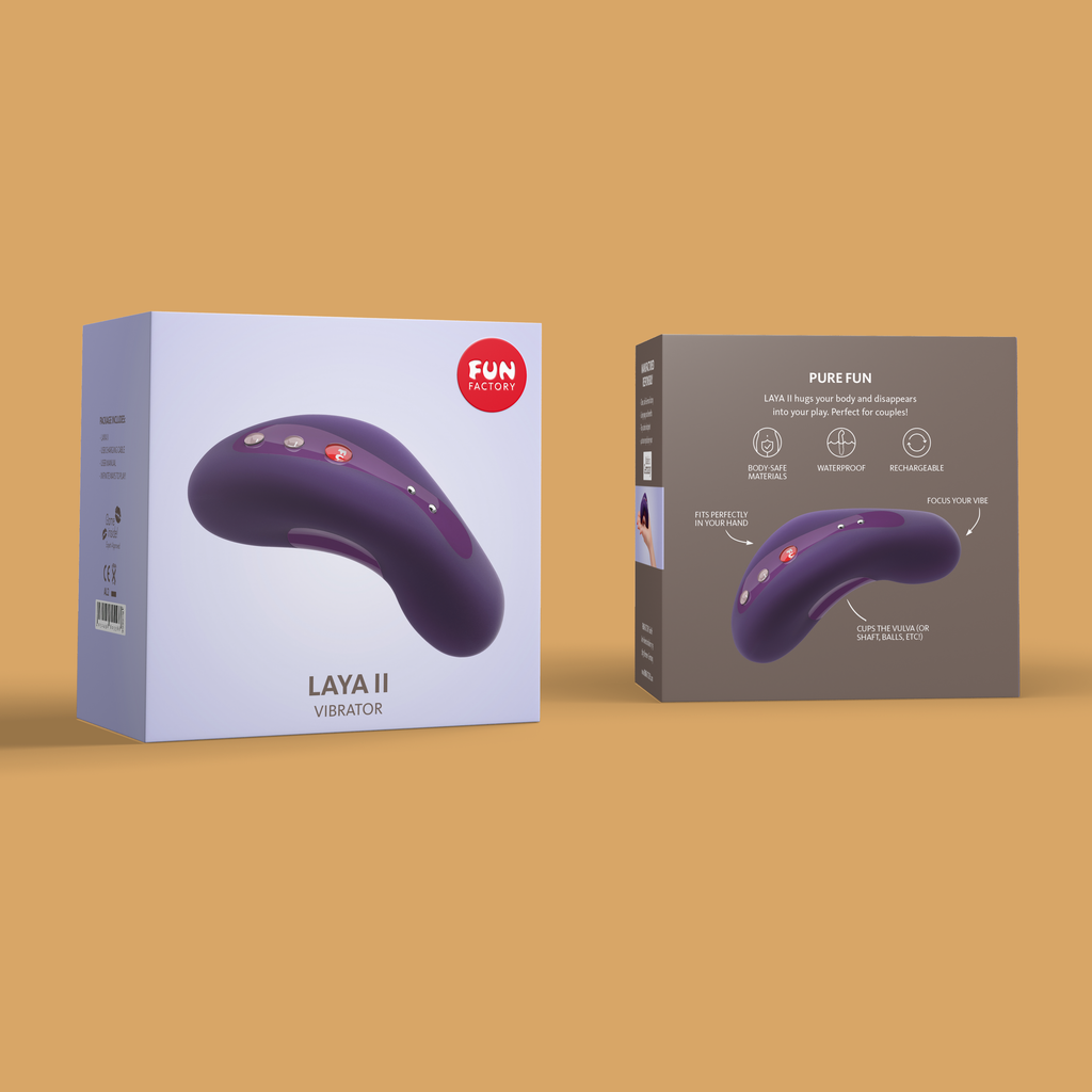 Image of the Laya 2 deep violet in its box. 